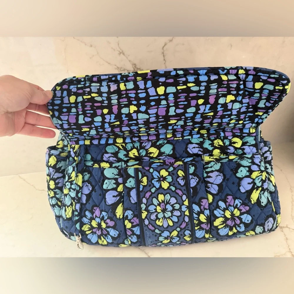 Vera Bradley Indigo Pop Quilted Diaper Bag Tote Blue Purple Green Shoulder Strap